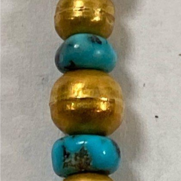 20 k gold turquoise pearl beaded pendant necklace - Picture 8 of 12